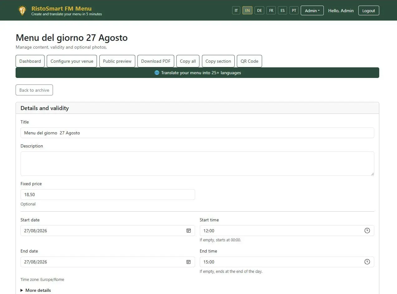 Screenshot 10 of RistoSmart FM Menu