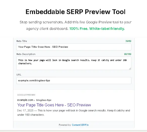 Screenshot 1 of Free SERP Simulator Widget