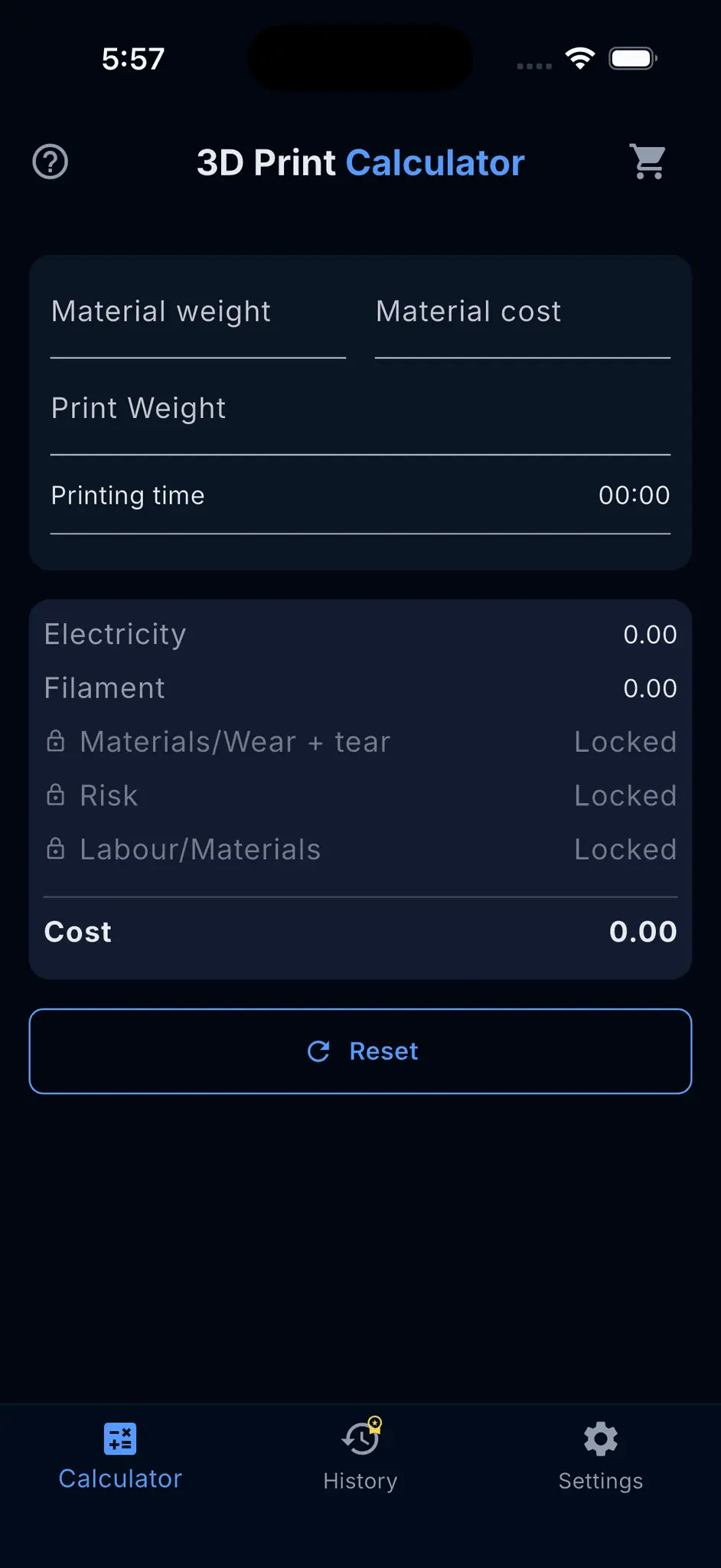 Screenshot 2 of 3D Print Cost Calculator