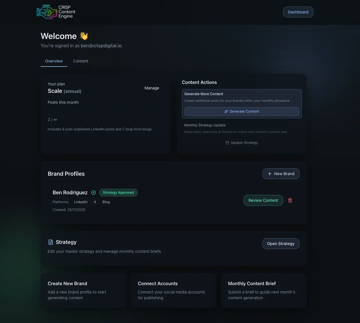 Screenshot 1 of CRISP Content Engine