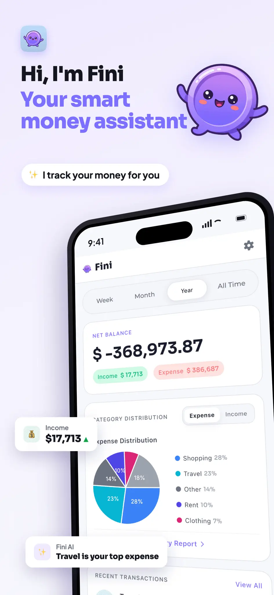 Screenshot 2 of Fini: AI Money Manager & Chat