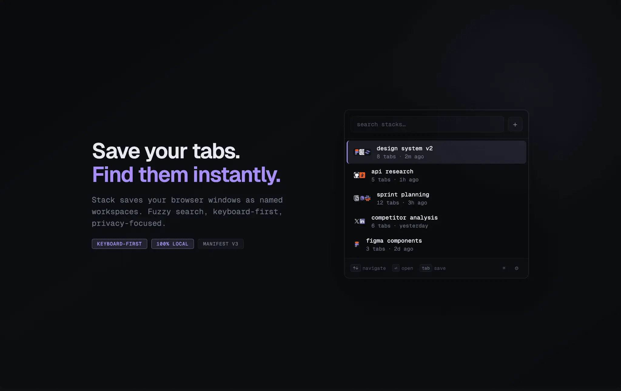 Screenshot 1 of Stack - Tab Manager & Session Saver