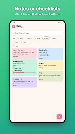 Screenshot 1 of Plume Notes