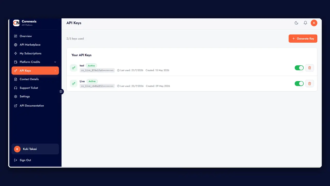 Screenshot 5 of Corenexis API Platform
