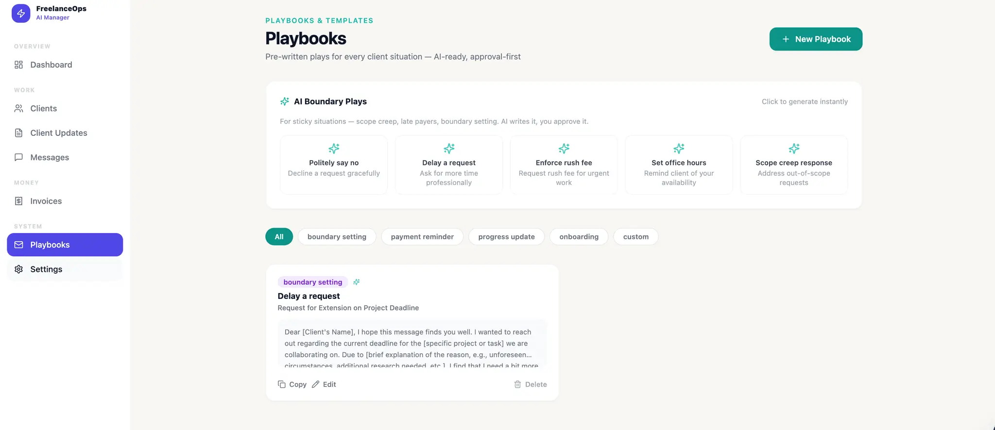 Screenshot 1 of AI Freelance Ops Manager