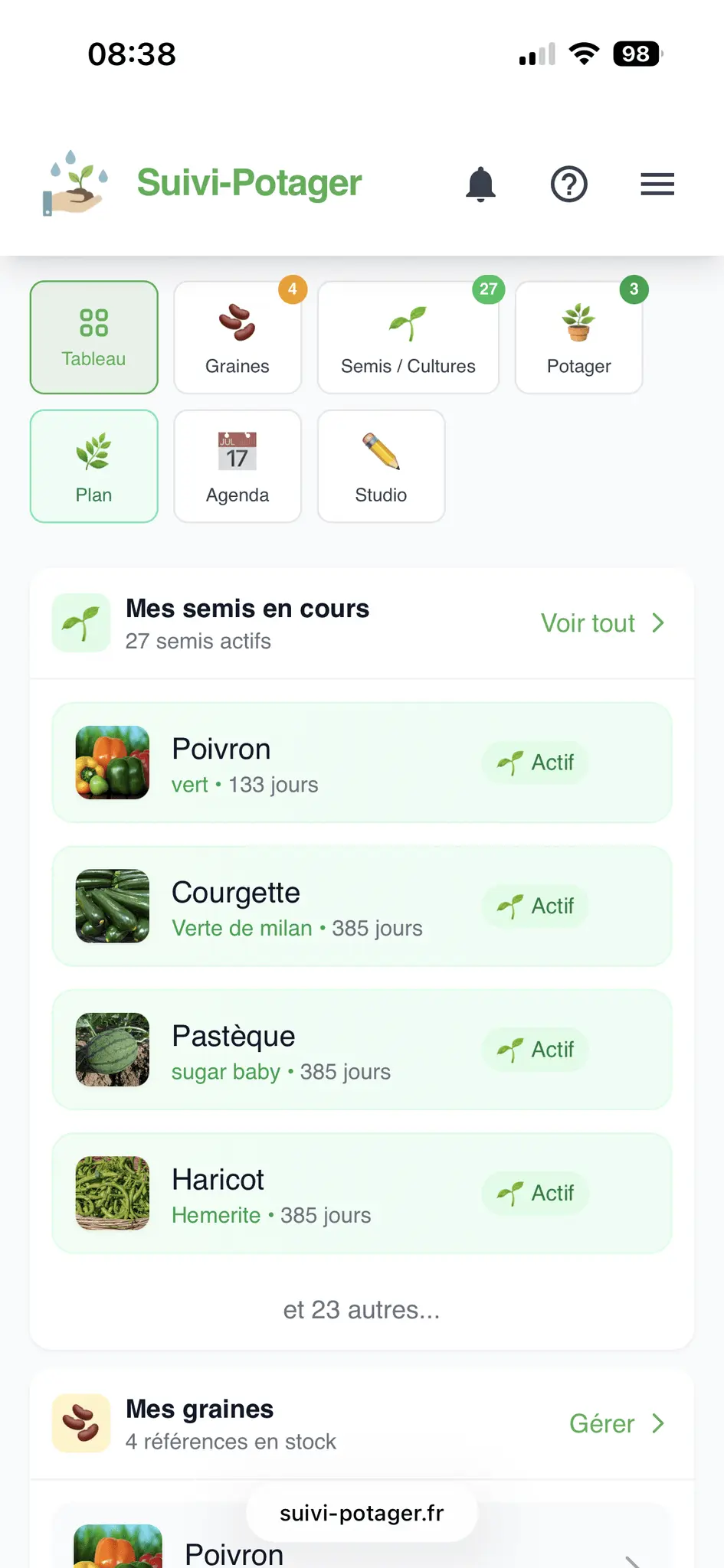 Screenshot 1 of Suivi-potager