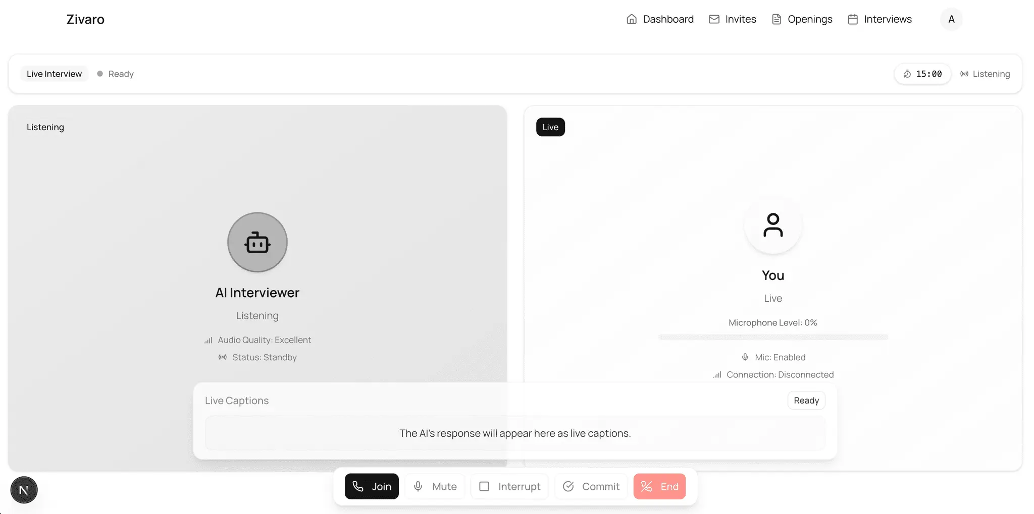 Screenshot 2 of Zivaro AI Interview Agents