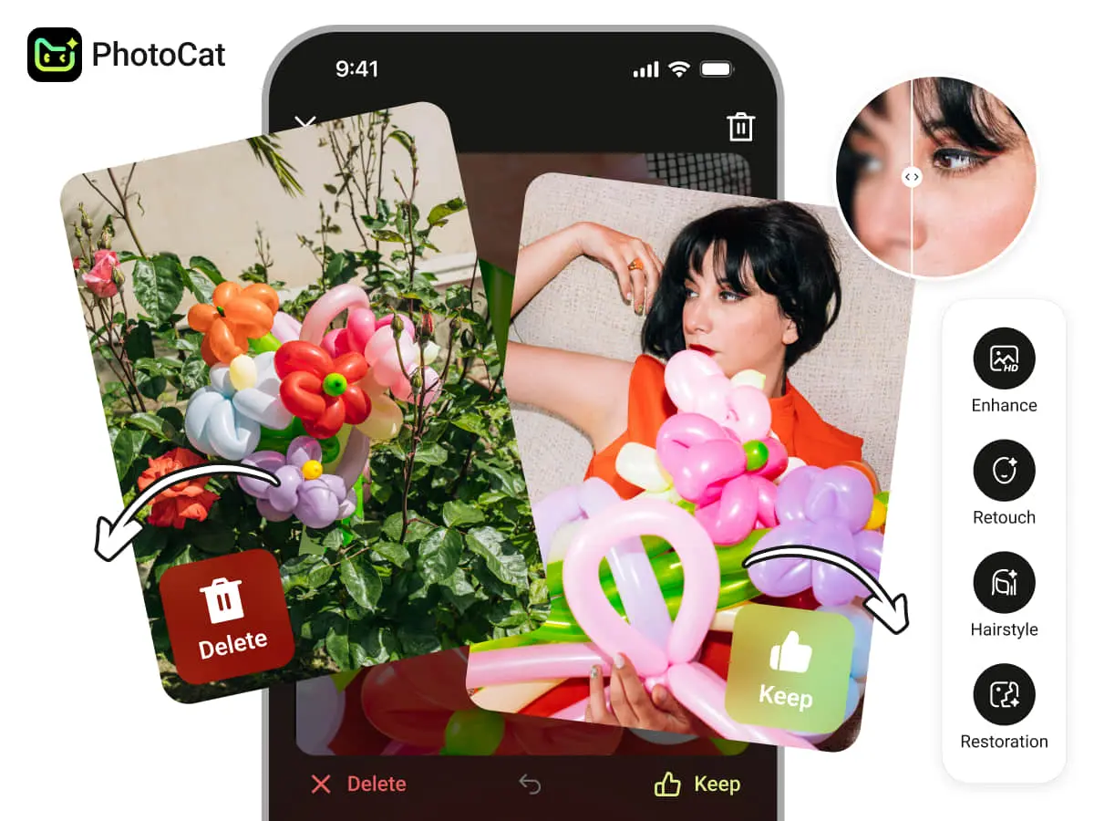 Screenshot 1 of PhotoCat: AI Photo Editor & AlbumCleaner