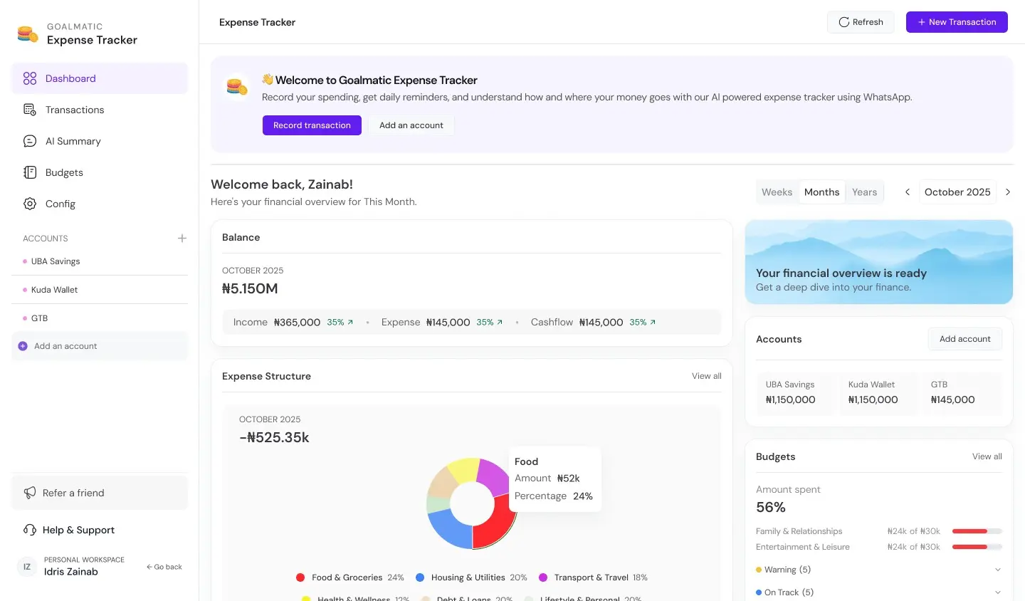 Screenshot 2 of Goalmatic Expense Tracker