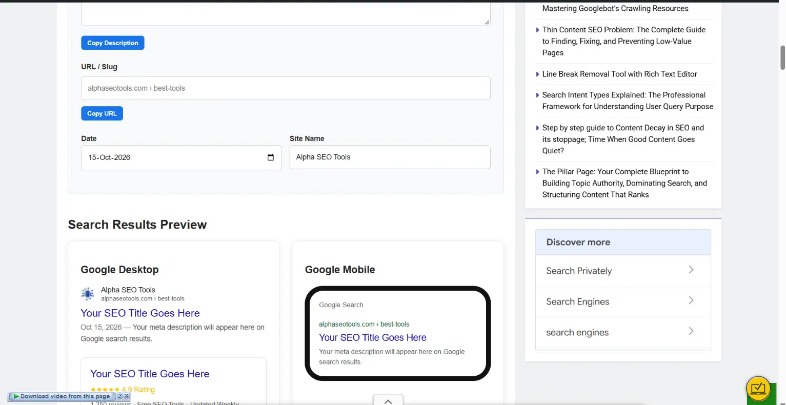 Screenshot 3 of Alpha SEO Tools