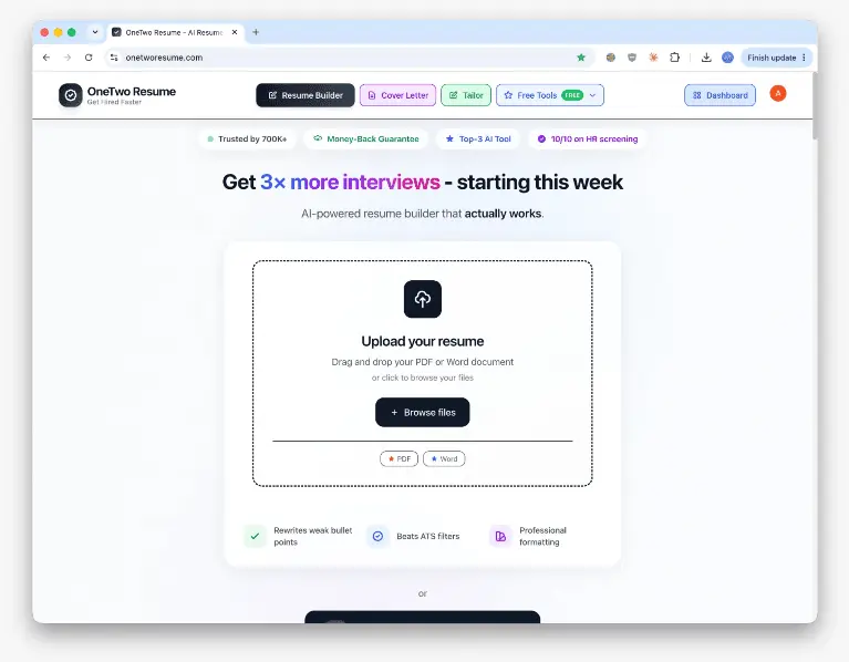Screenshot 1 of OneTwoResume