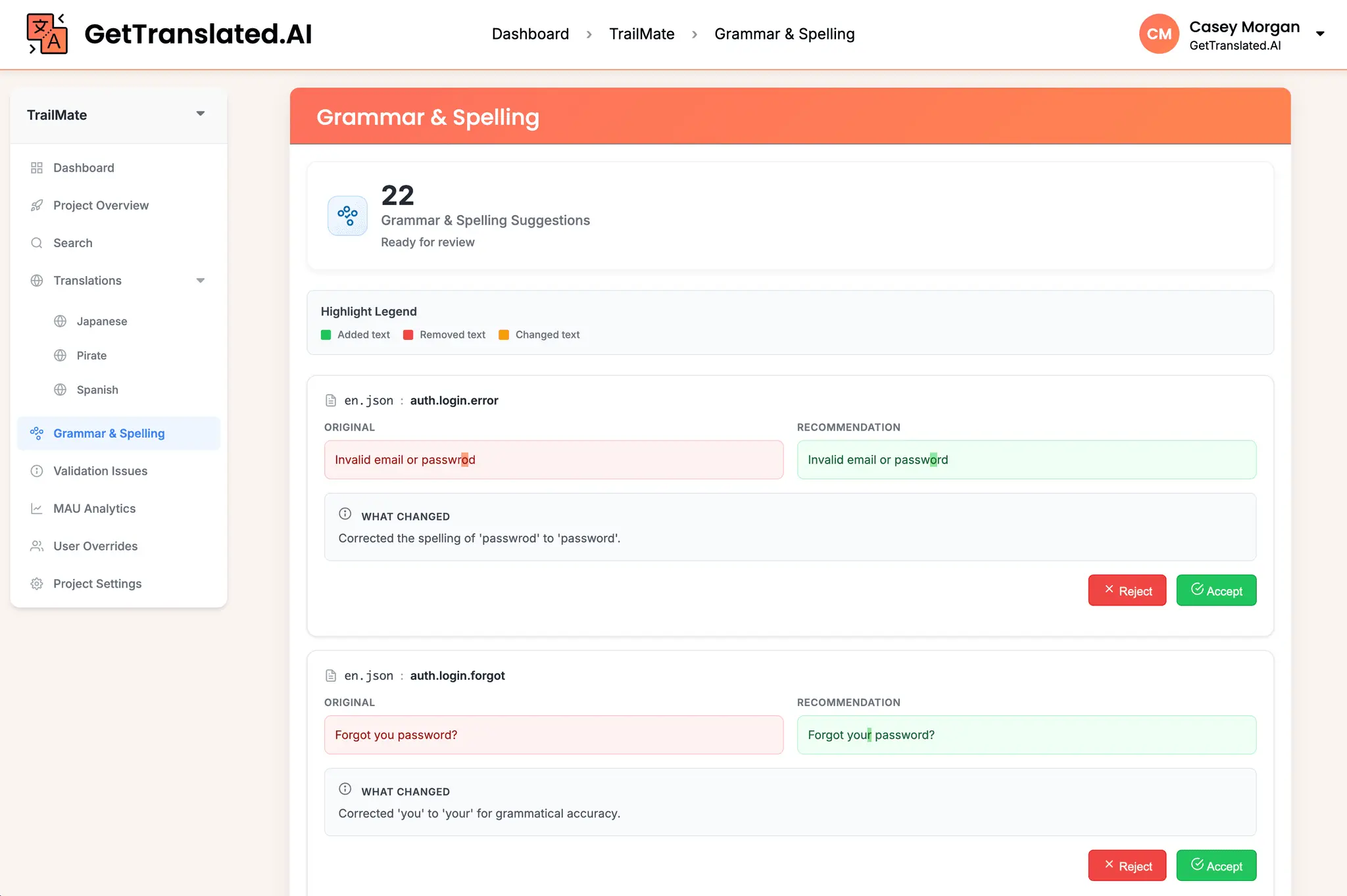 Screenshot 1 of GetTranslated.AI