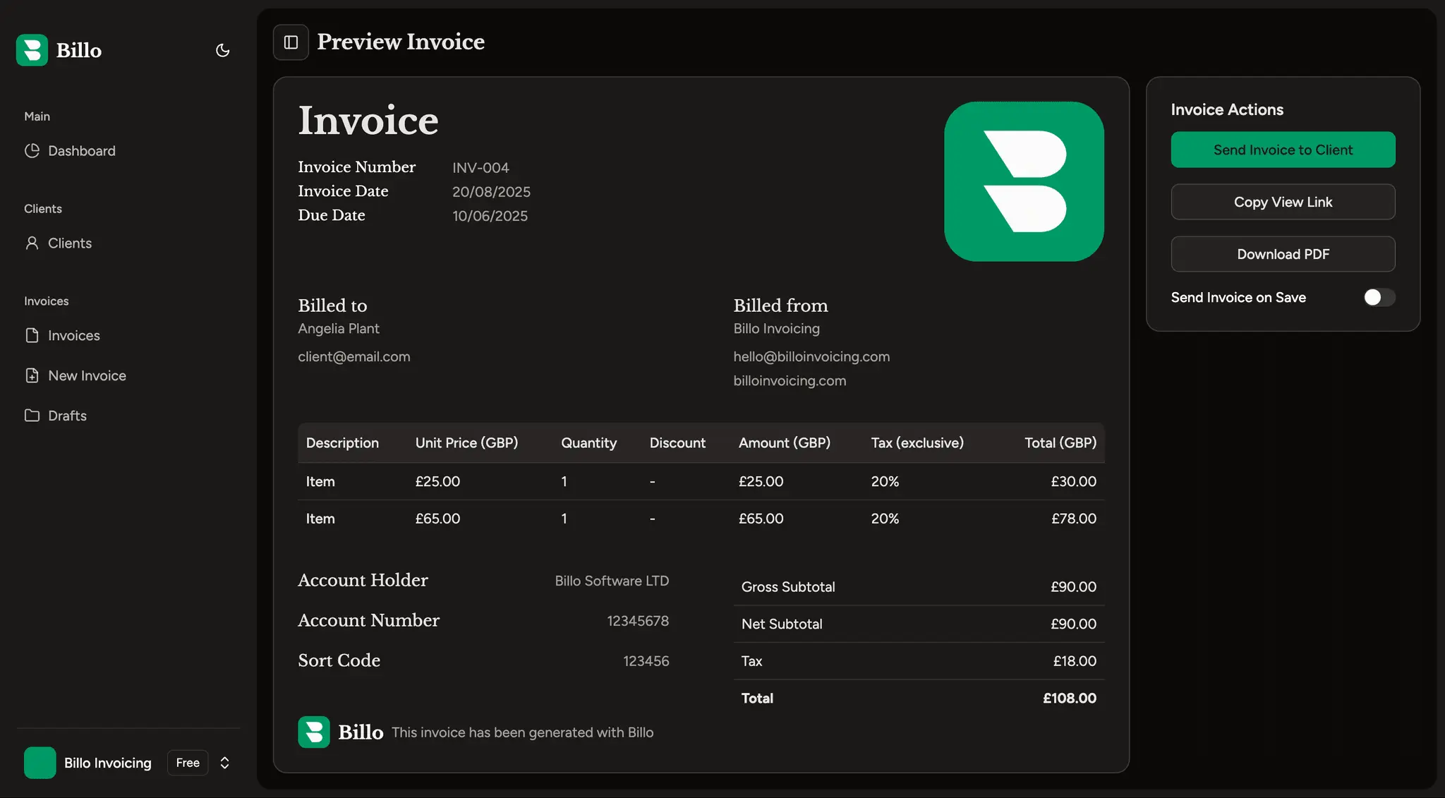 Screenshot 3 of Billo Invoicing