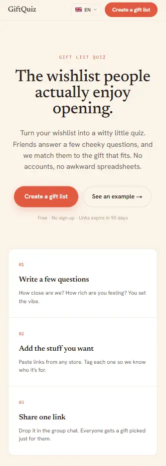 Screenshot 1 of GiftQuiz