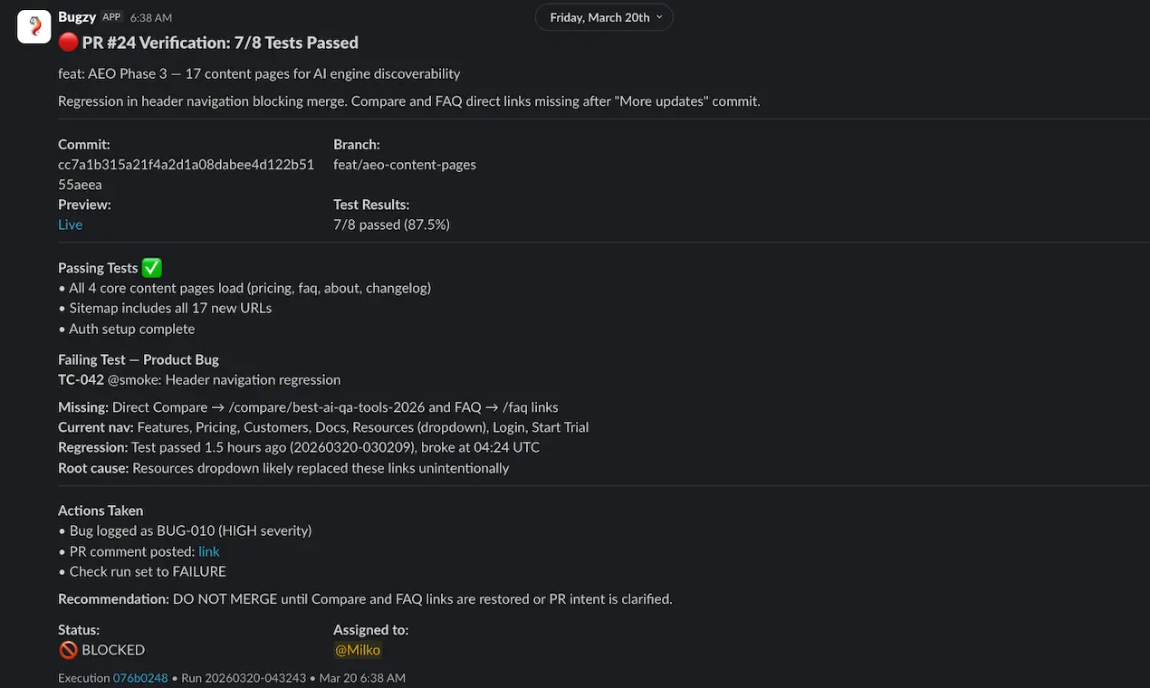 Screenshot 1 of Bugzy AI