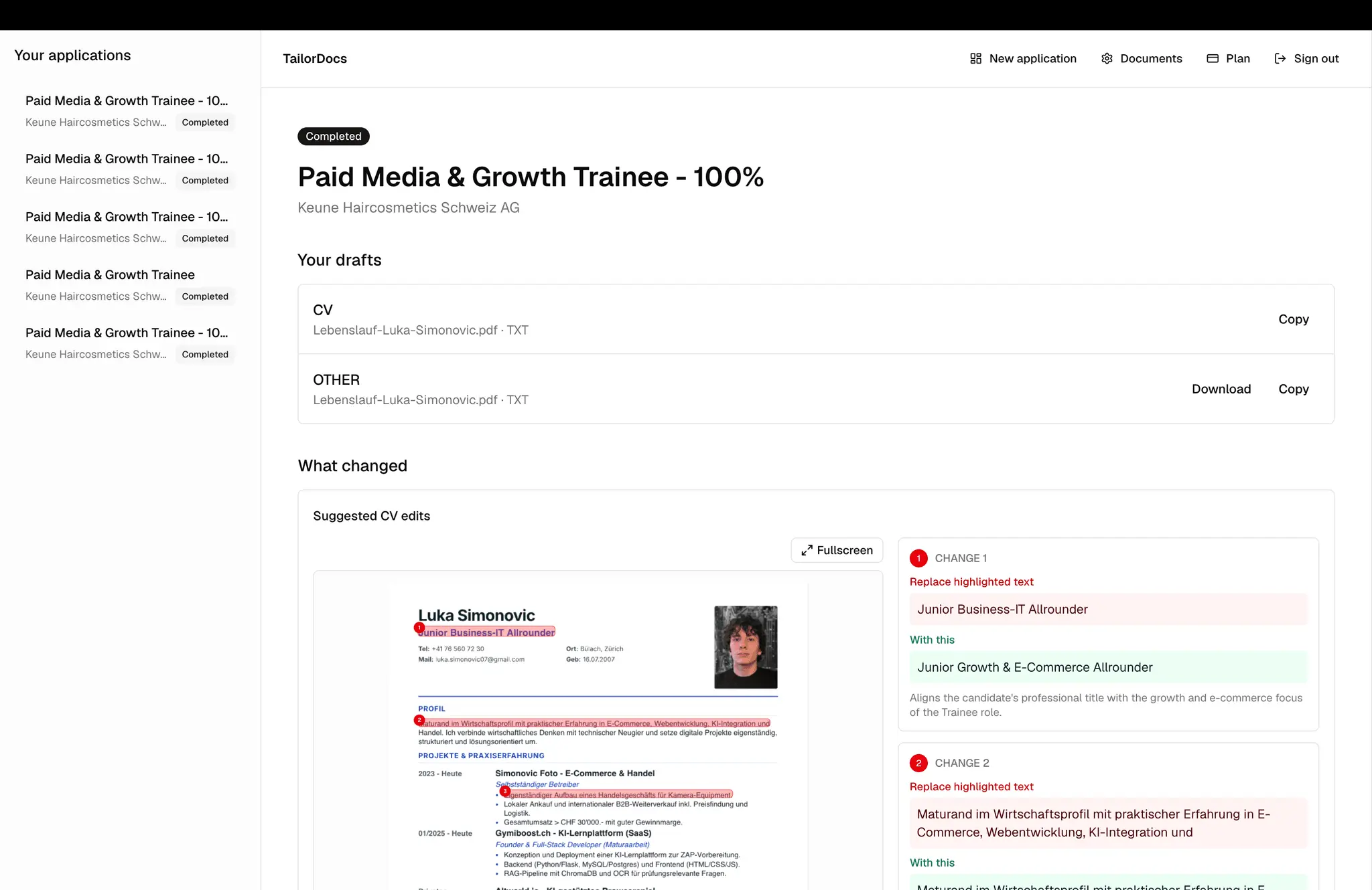 Screenshot 2 of TailorDocs
