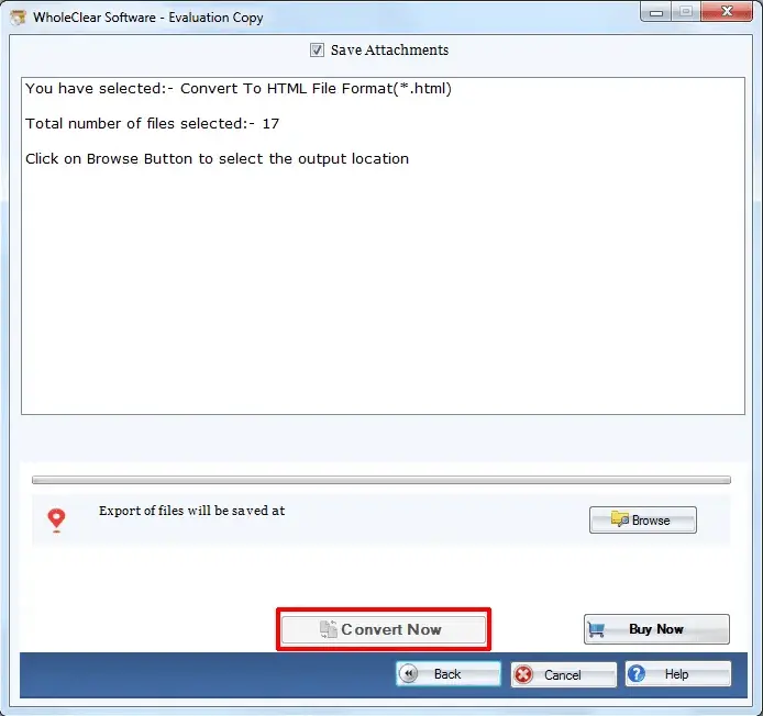 Screenshot 1 of WholeClear MSG to HTML Converter