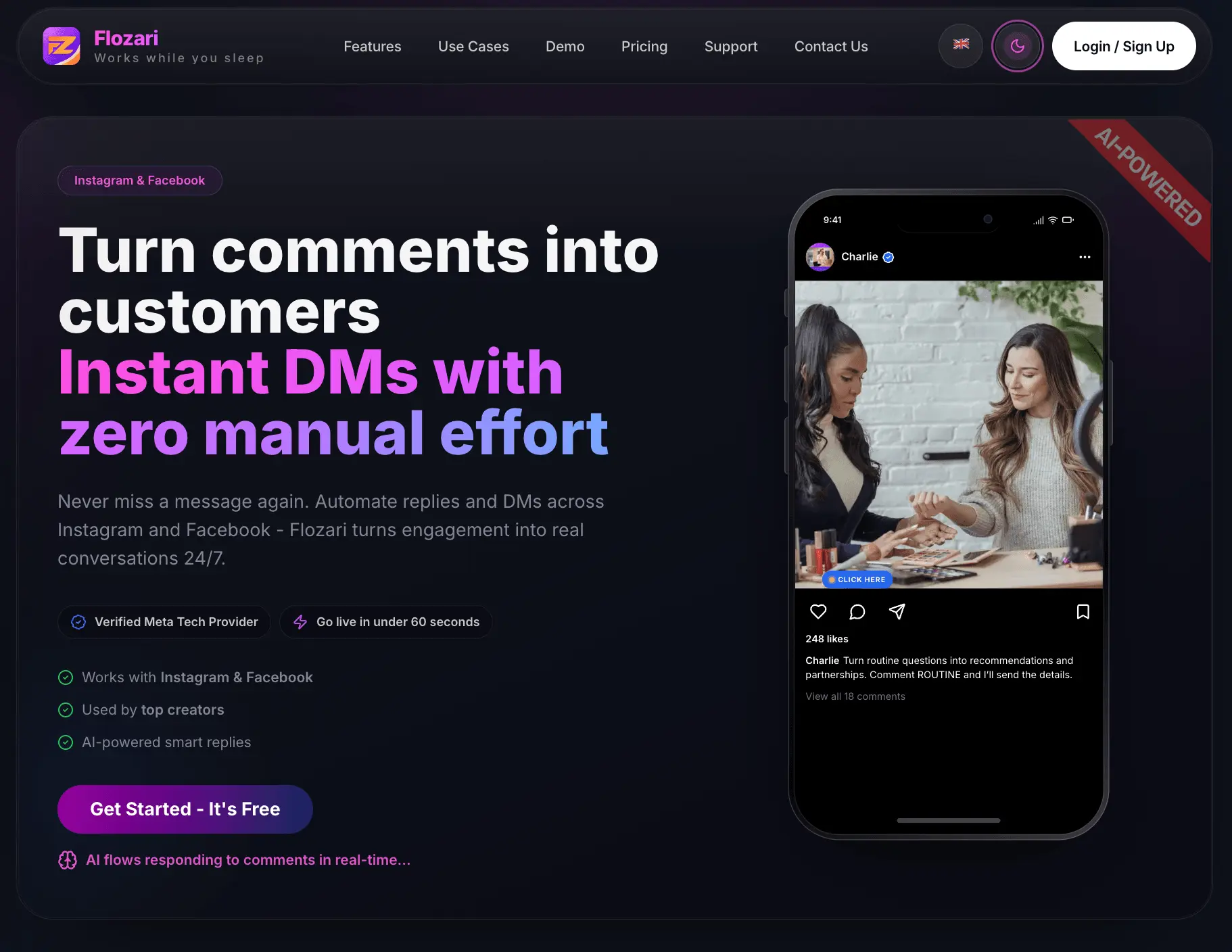 Screenshot 1 of Flozari | Instagram automation tool