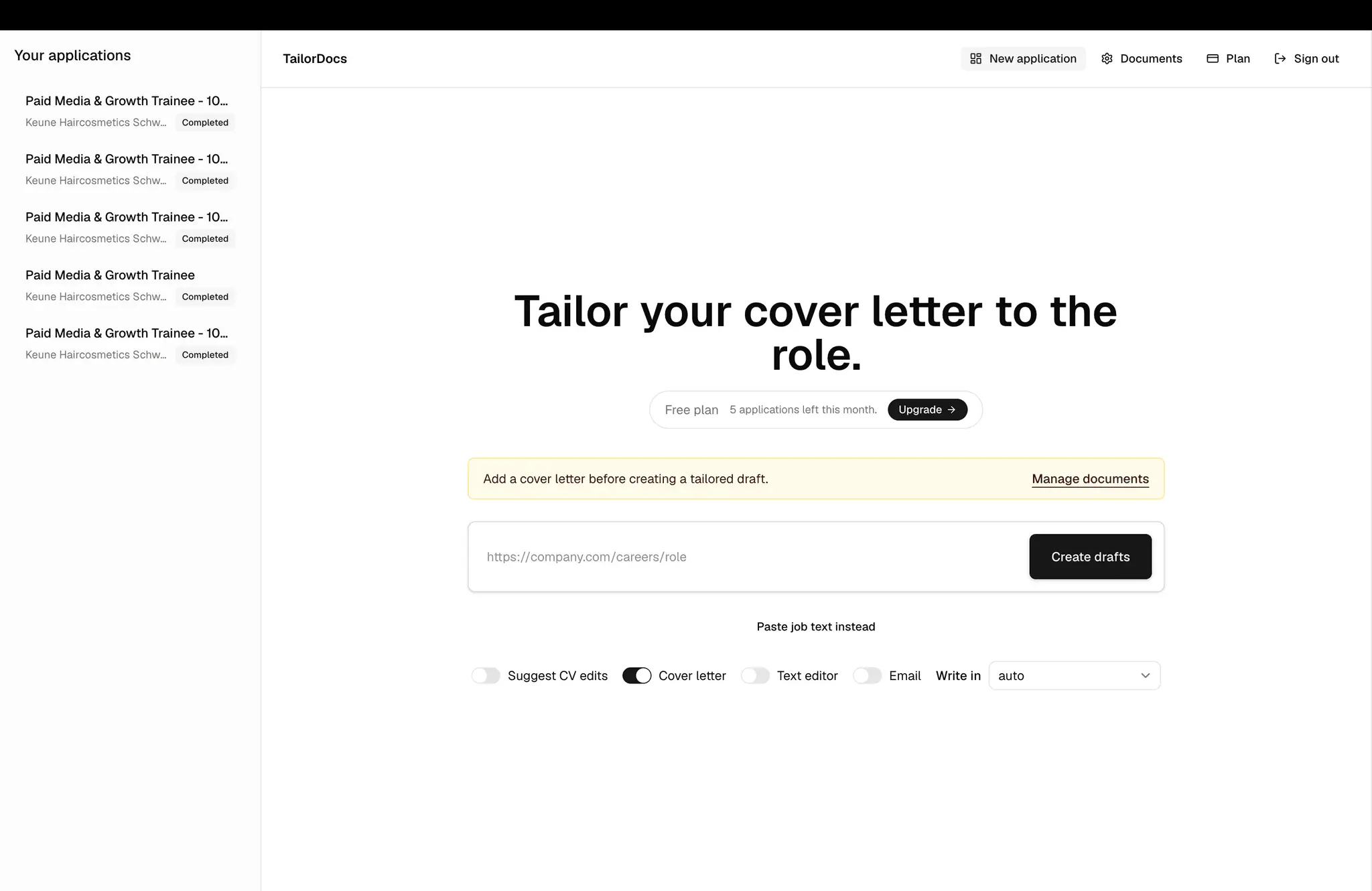 Screenshot 1 of TailorDocs