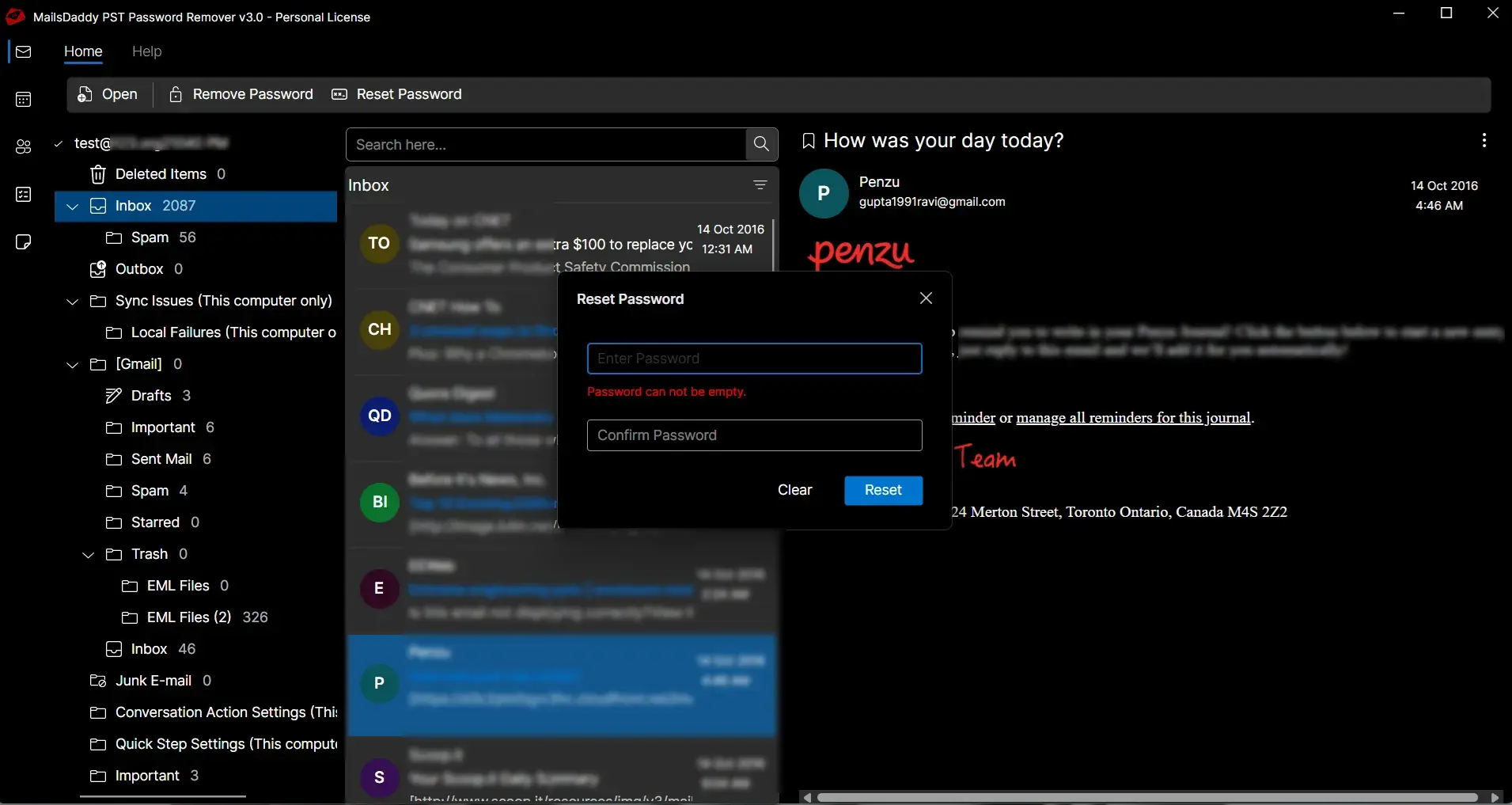 Screenshot 5 of MailsDaddy PST Password Recovery Tool