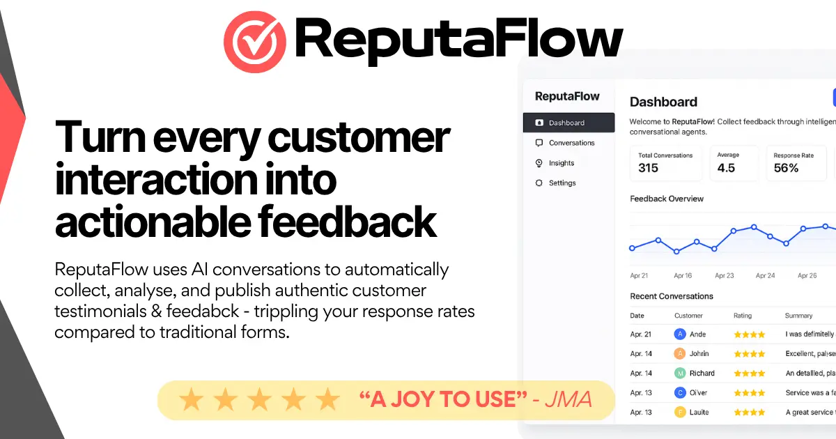 Screenshot 1 of ReputaFlow | AI-Powered Testimonials