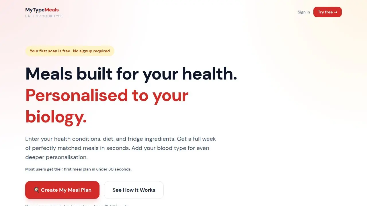 Screenshot 1 of MyTypeMeals