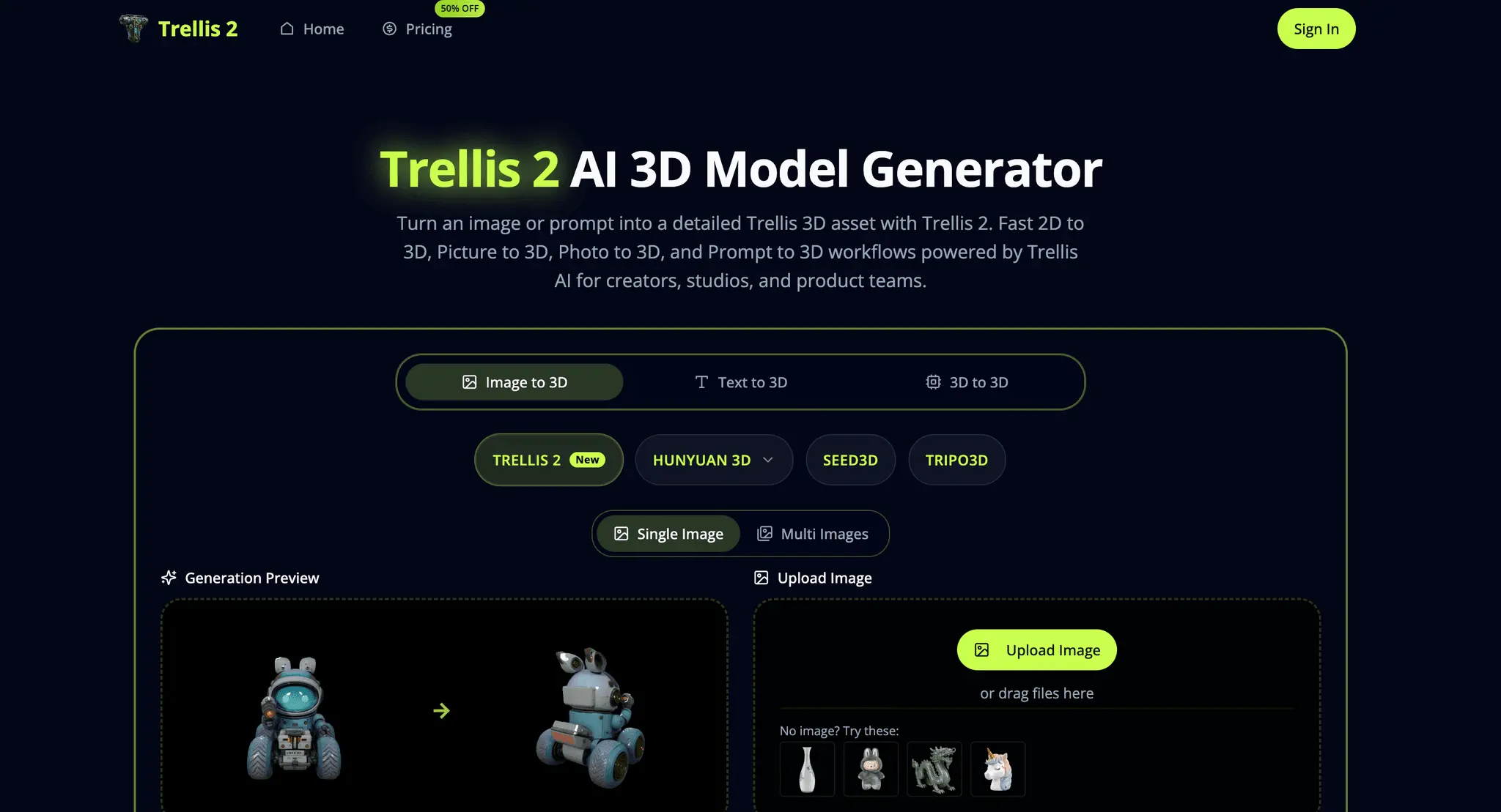 Screenshot 1 of Trellis 2 AI 3D Generator