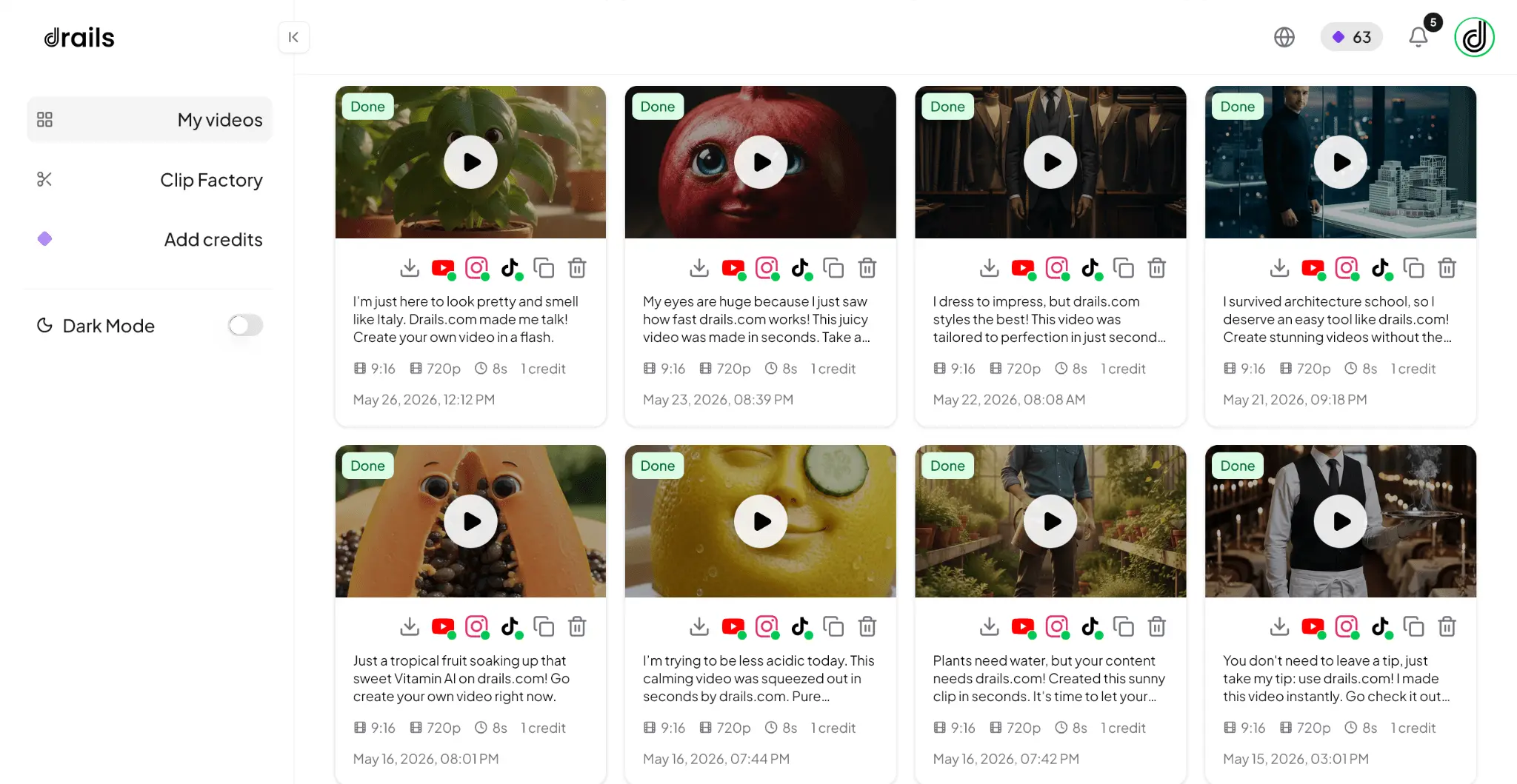 Screenshot 1 of Drails - Video generator