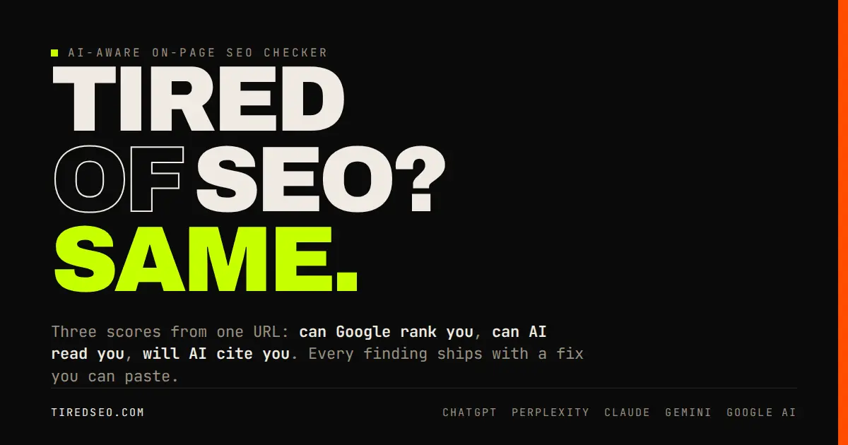 Screenshot 1 of TiredSEO