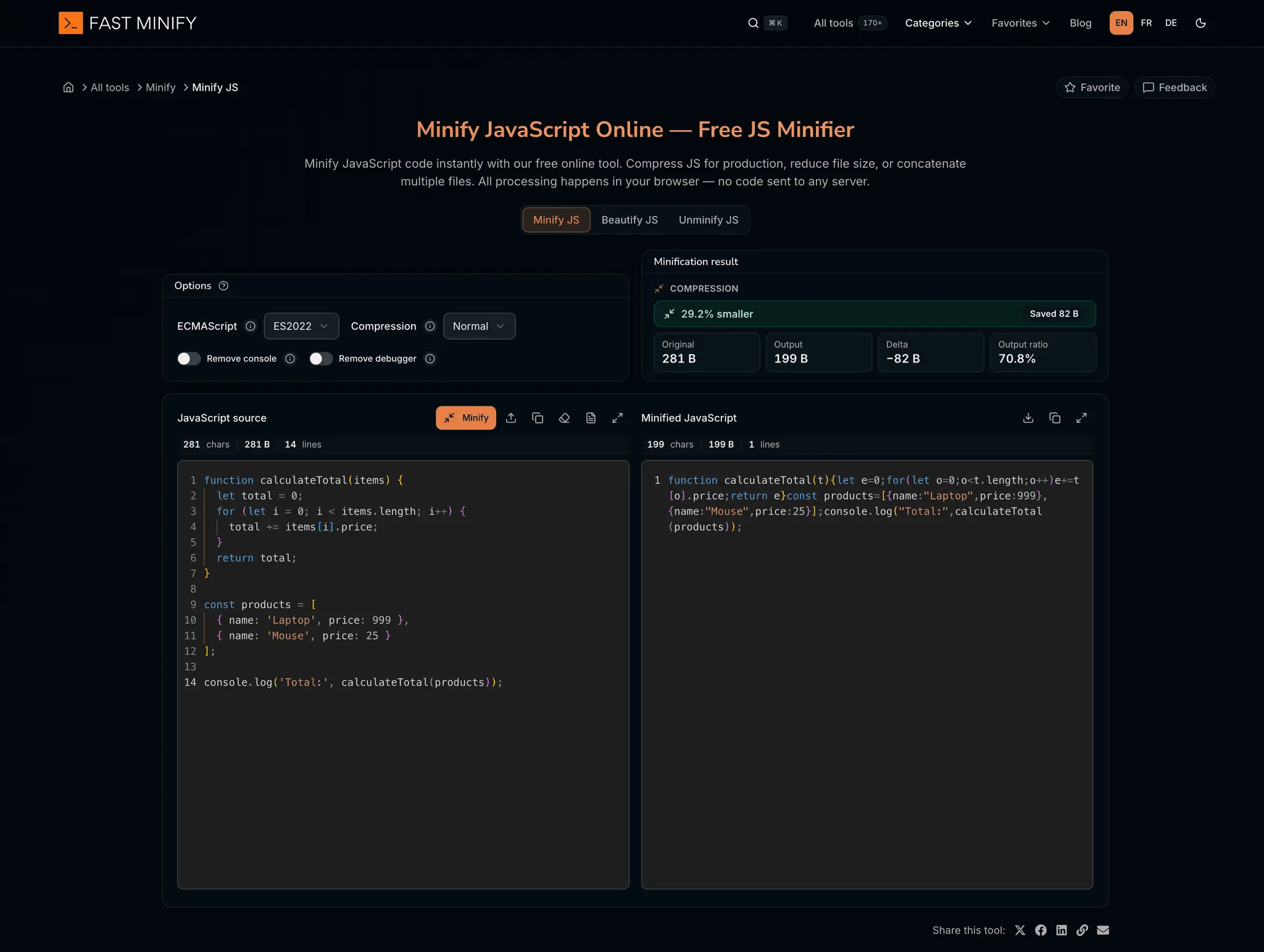 Screenshot 2 of FastMinify