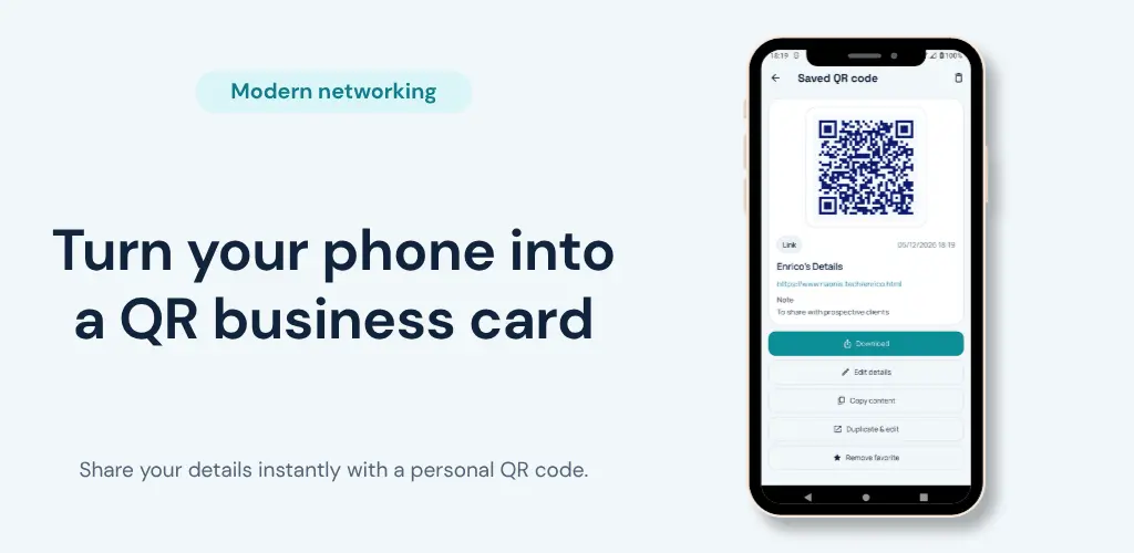 Screenshot 1 of Virtual Business Card & Safe QR Scanner