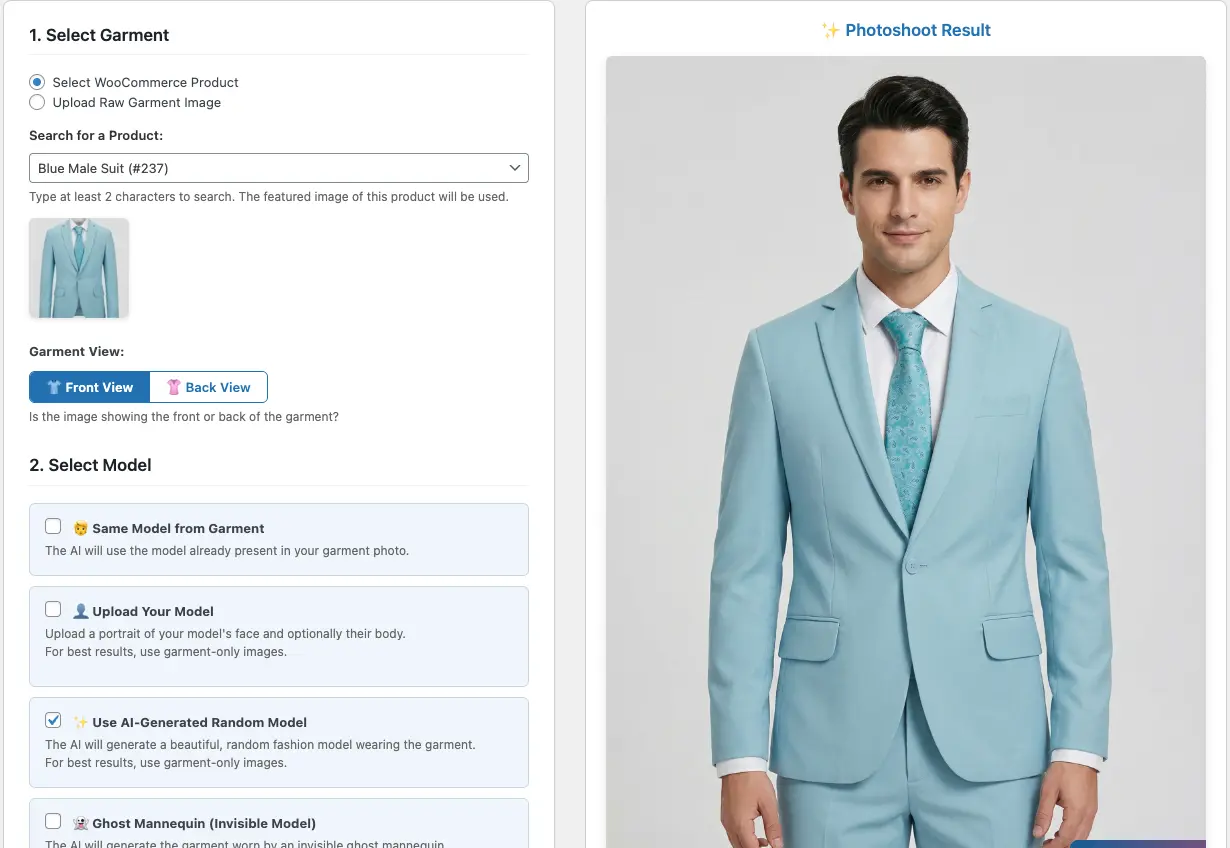 Screenshot 1 of AnyDress.ai AI Virtual Try-On WordPress