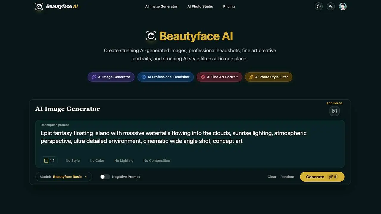 Screenshot 1 of Beautyface AI Image Generator