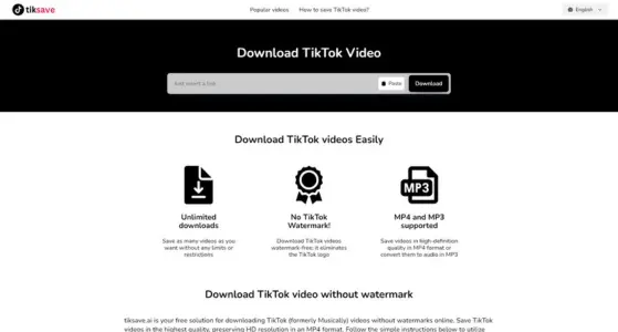 Screenshot 1 of Tiksave.ai