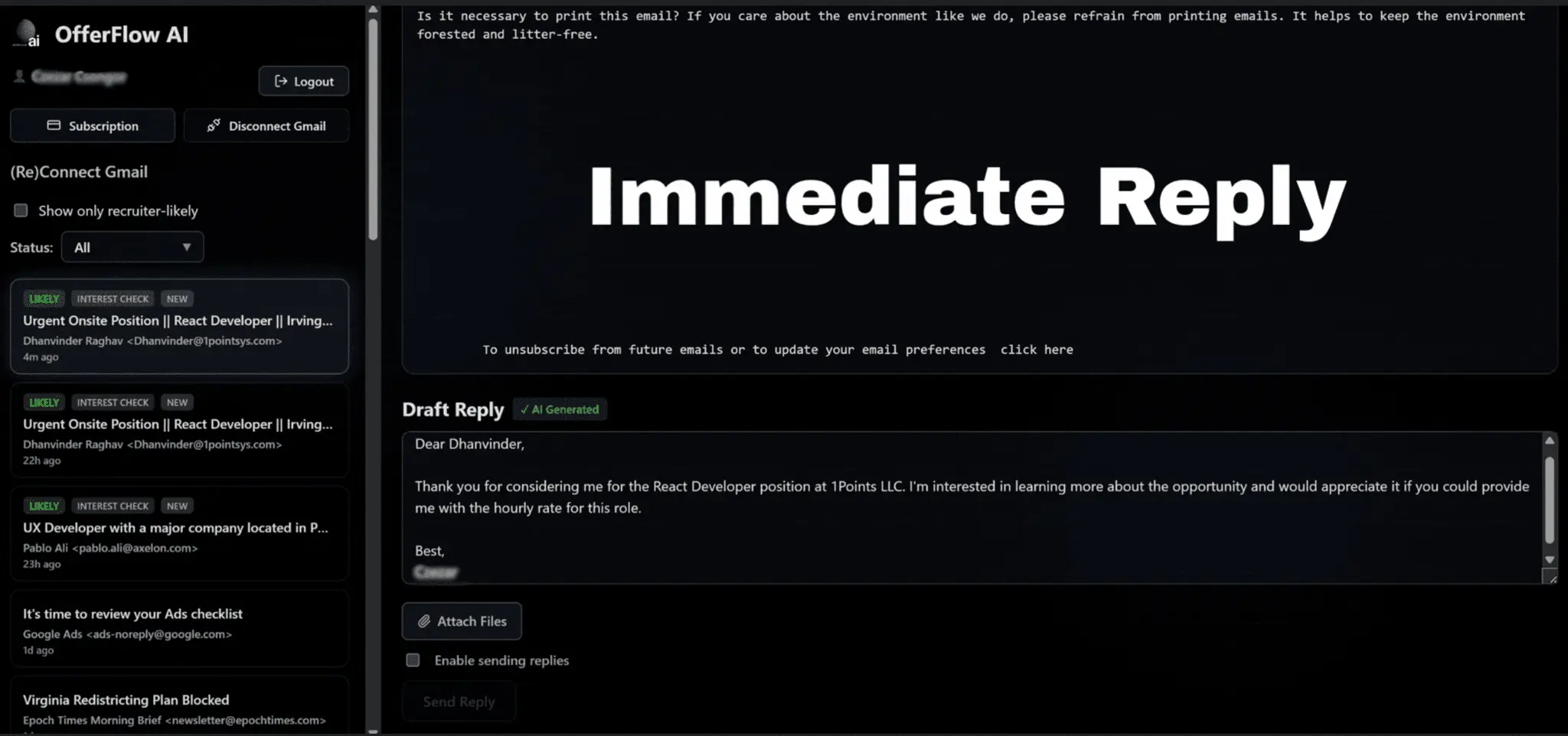 Screenshot 1 of OfferFlowAI