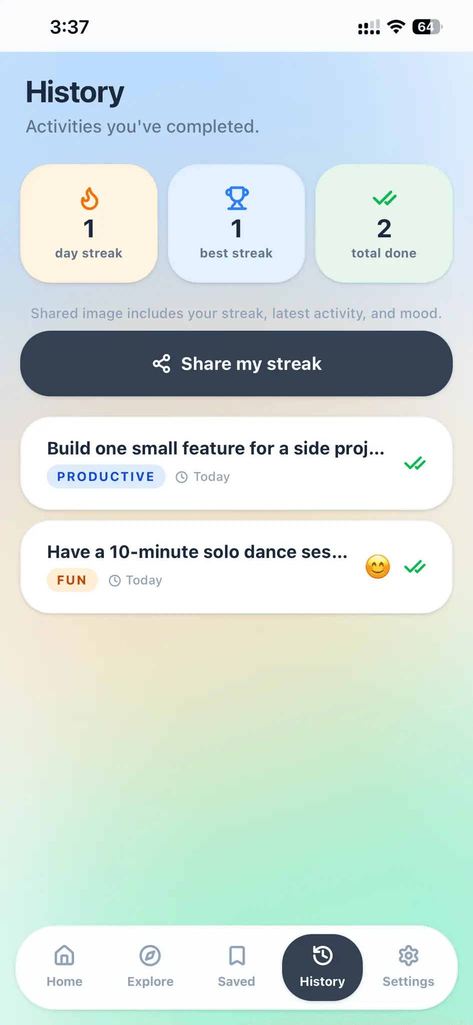 Screenshot 3 of Pausely — Calm Micro Breaks