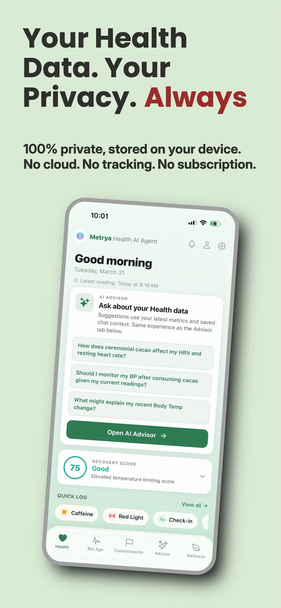 Screenshot 2 of Metrya — BioKey Health AI