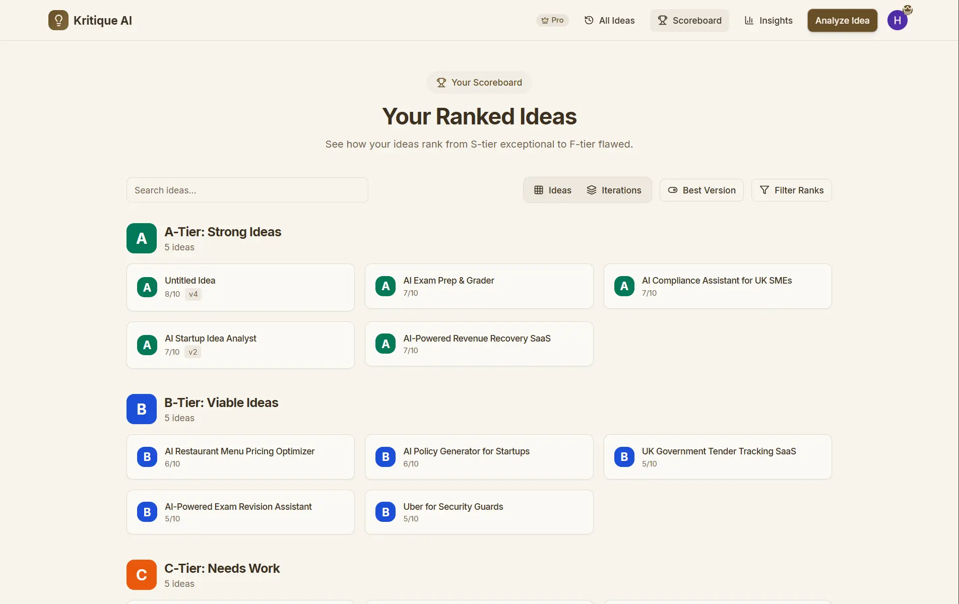 Screenshot 1 of Kritique AI