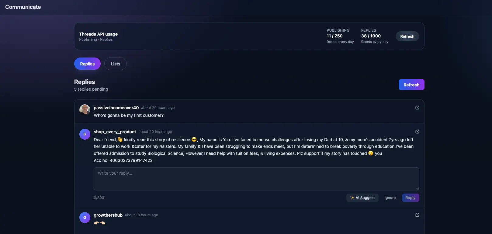 Screenshot 1 of MomentumHive - Threads Content Engine