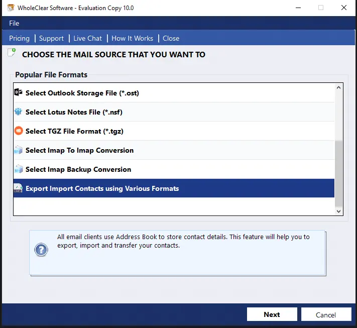 Screenshot 1 of WholeClear vCard Duplicate Remover
