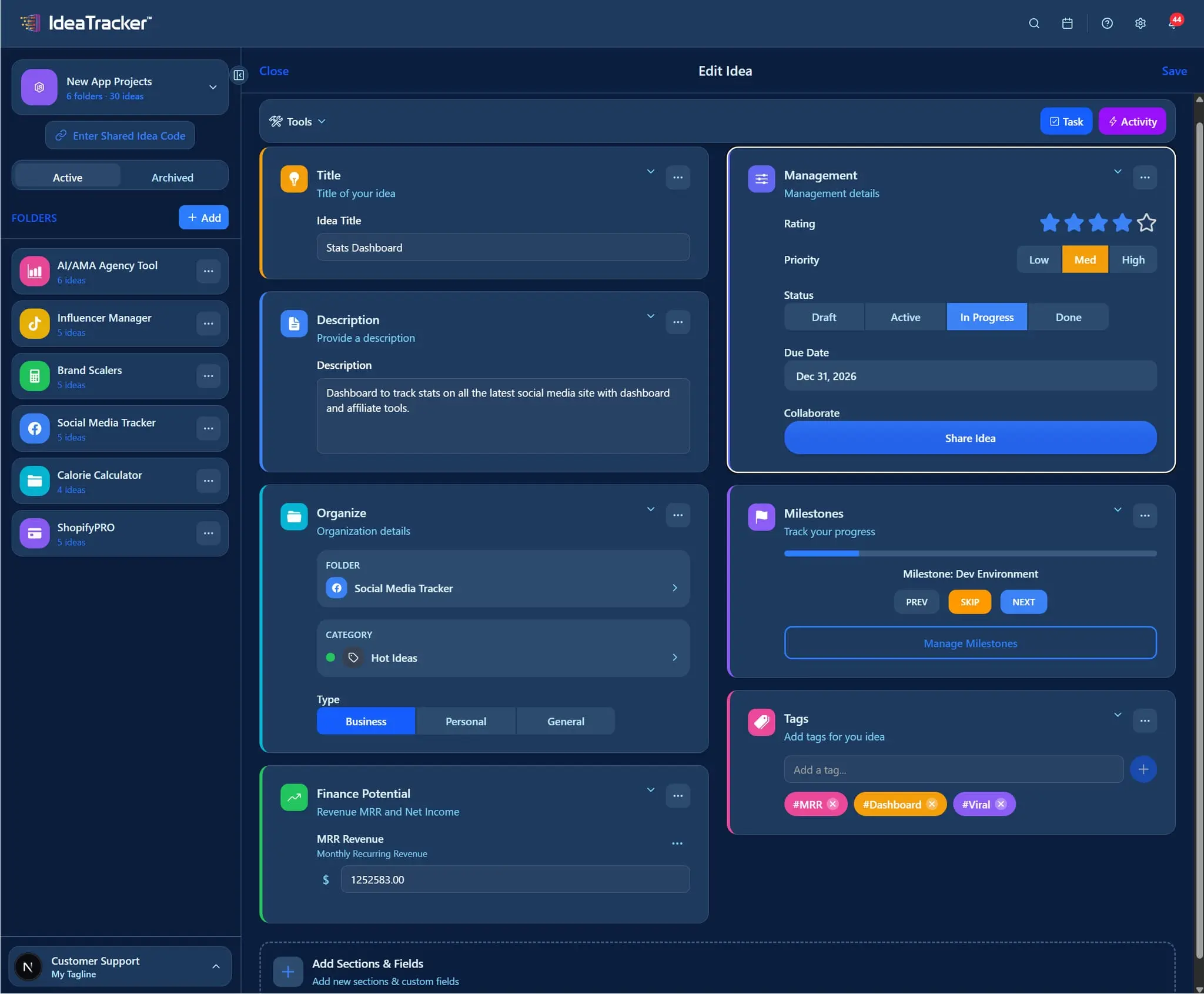 Screenshot 2 of IdeaTracker