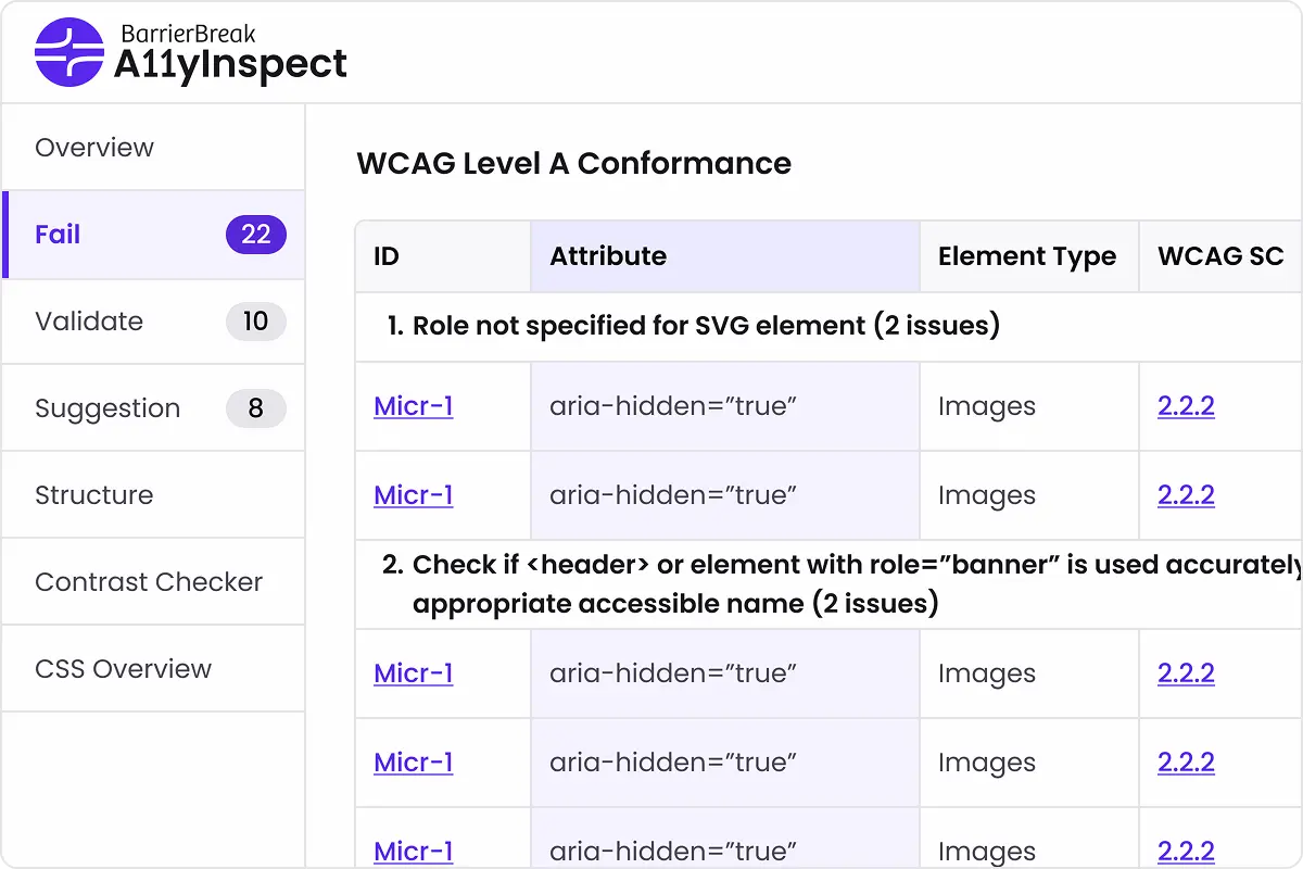 Screenshot 6 of A11yInspect Browser Extension