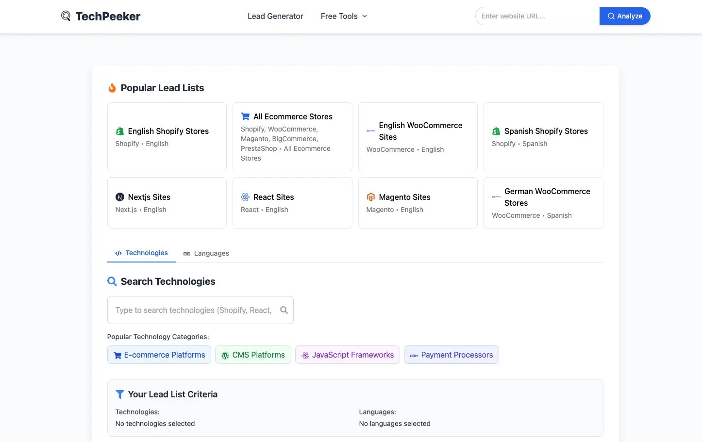 Screenshot 1 of TechPeeker - Ecommerce Leads