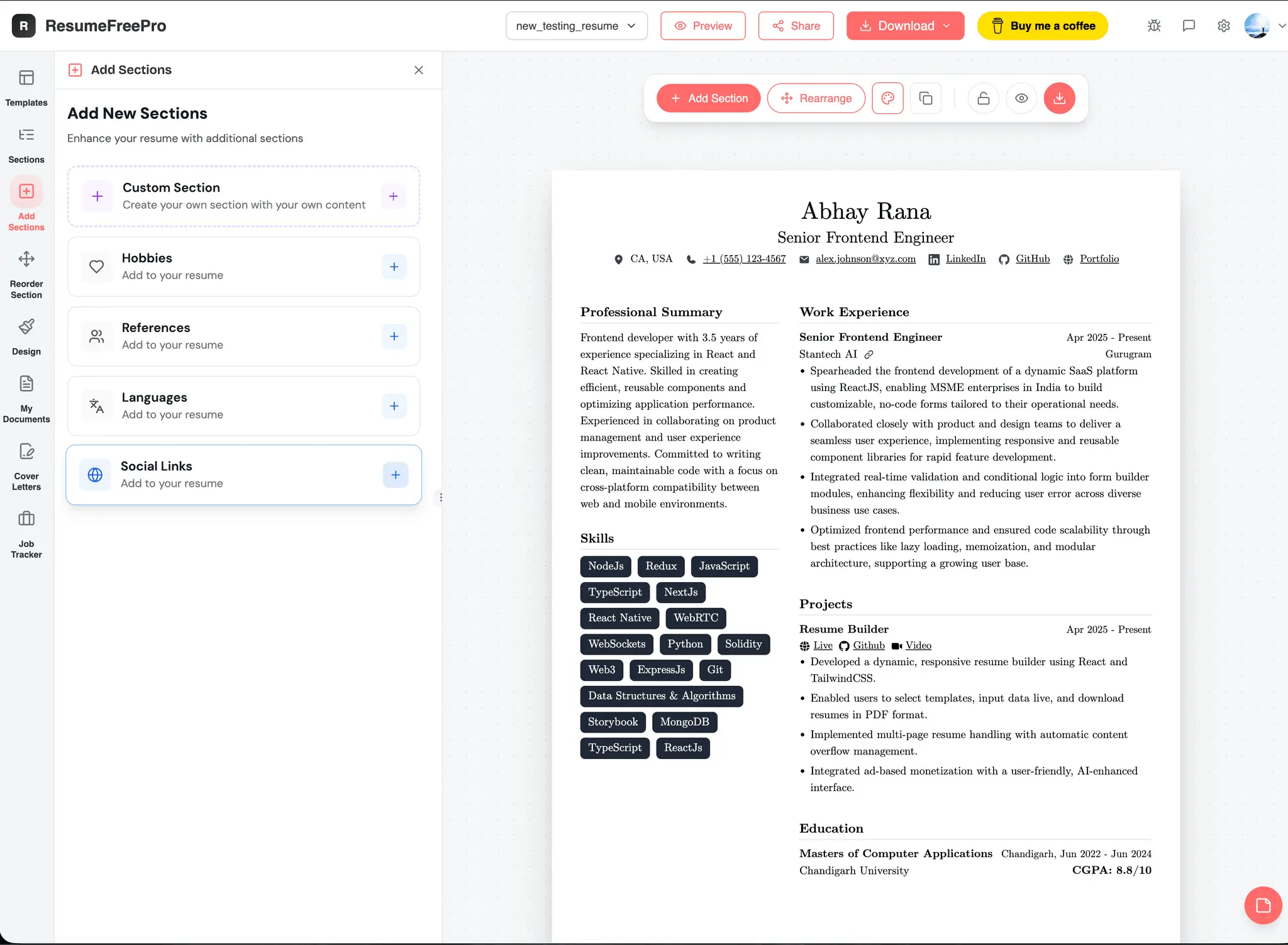 Screenshot 4 of ResumeFreePro