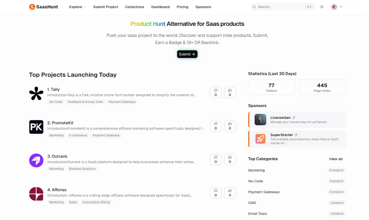 Screenshot 1 of SaasHunt