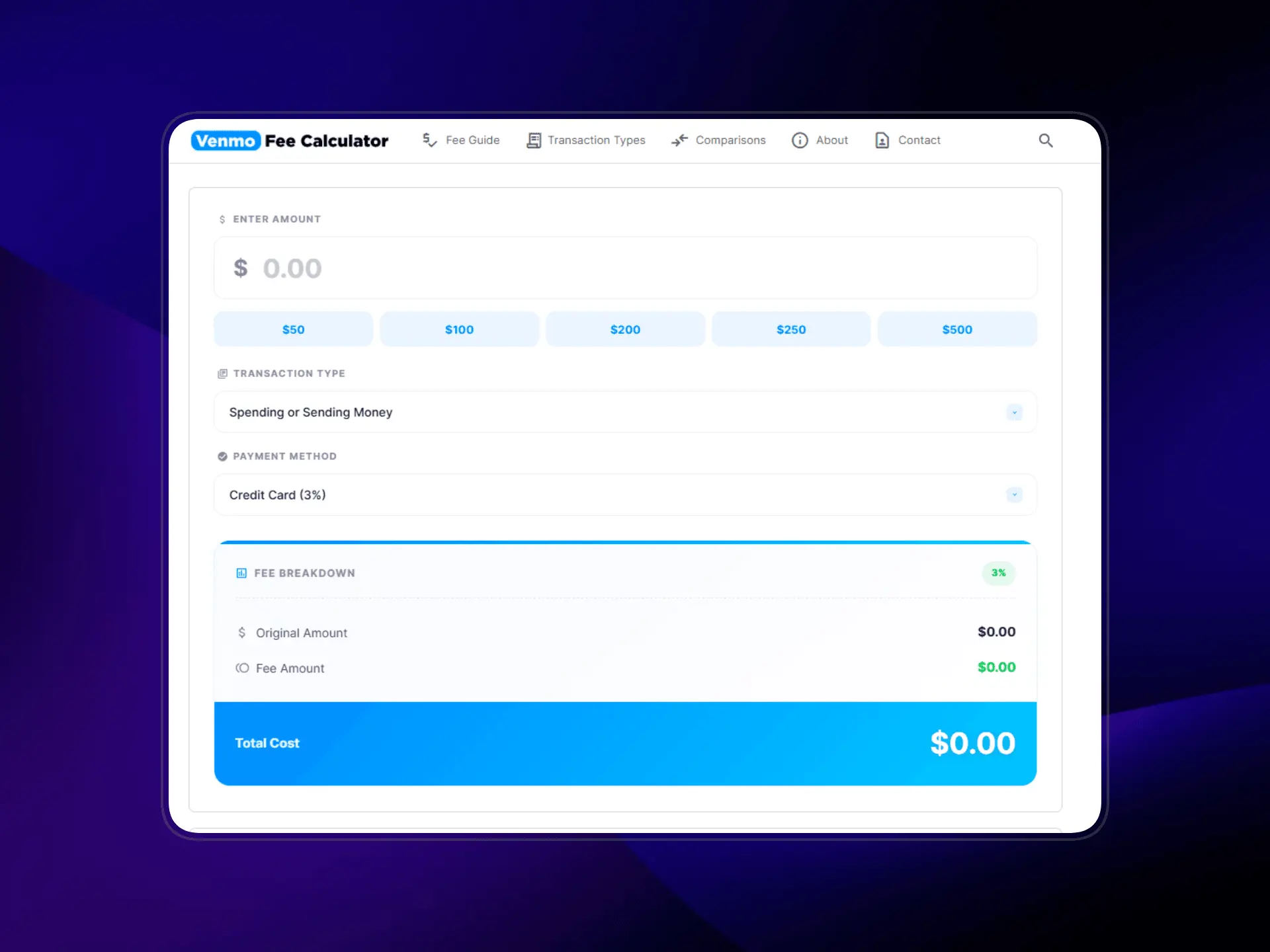 Screenshot 1 of Venmo Fee Calculator