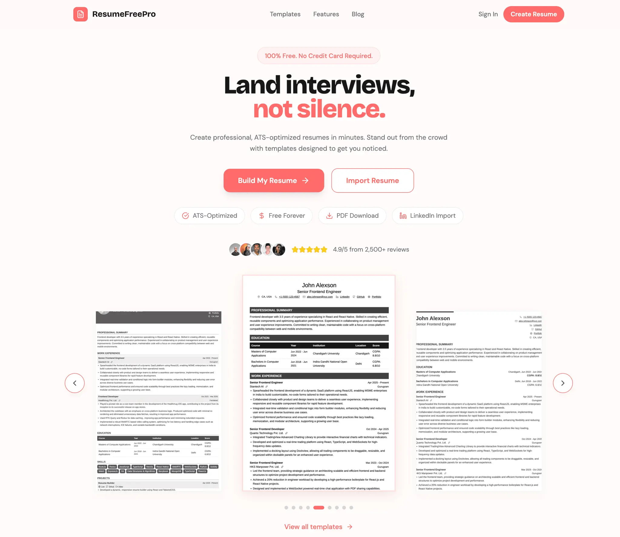 Screenshot 1 of ResumeFreePro