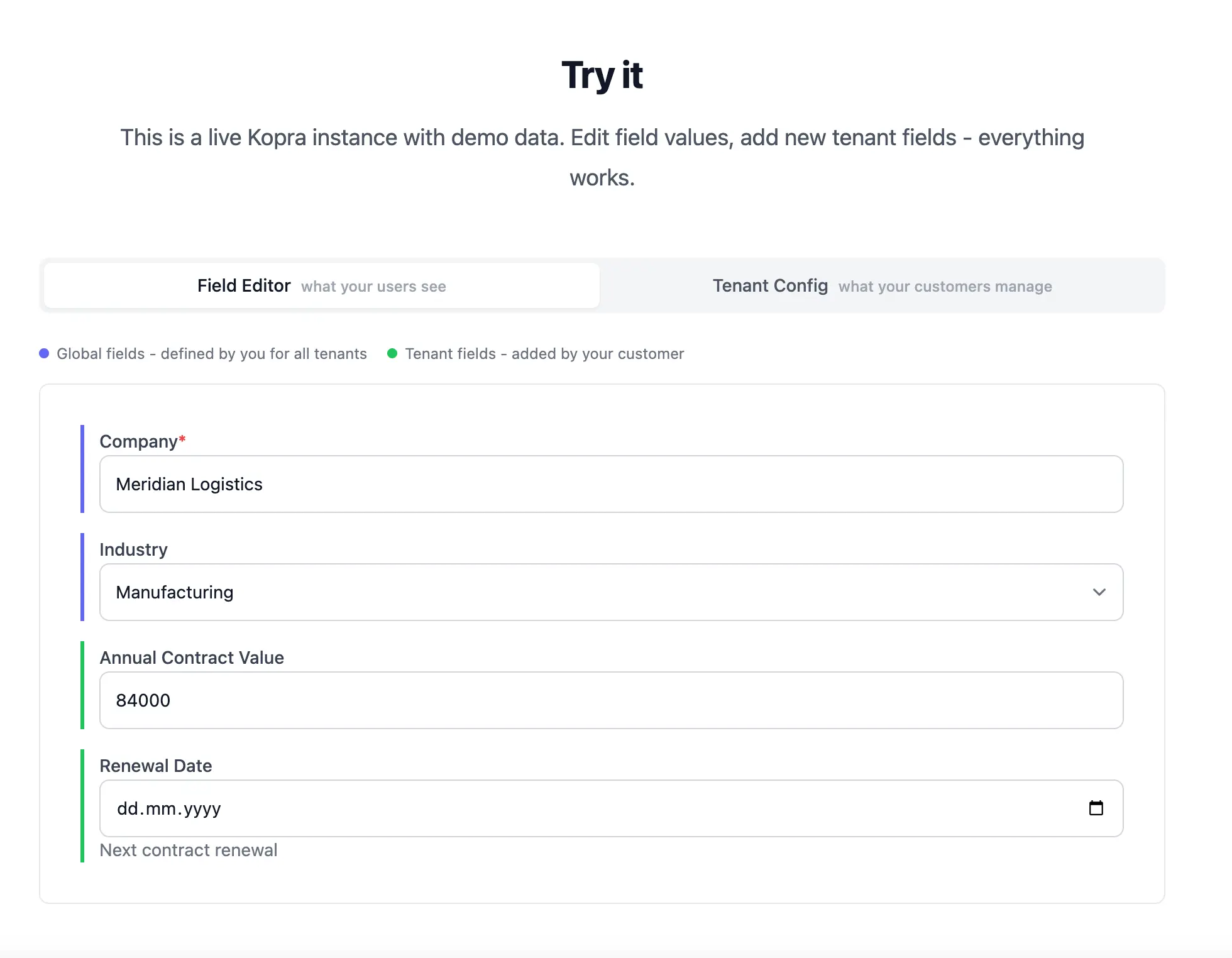 Screenshot 1 of Kopra - Custom Fields as a Service