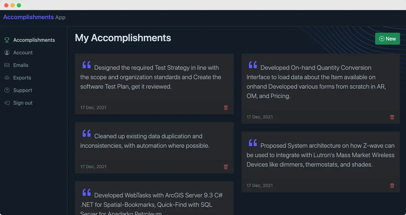 Screenshot 1 of Accomplishments