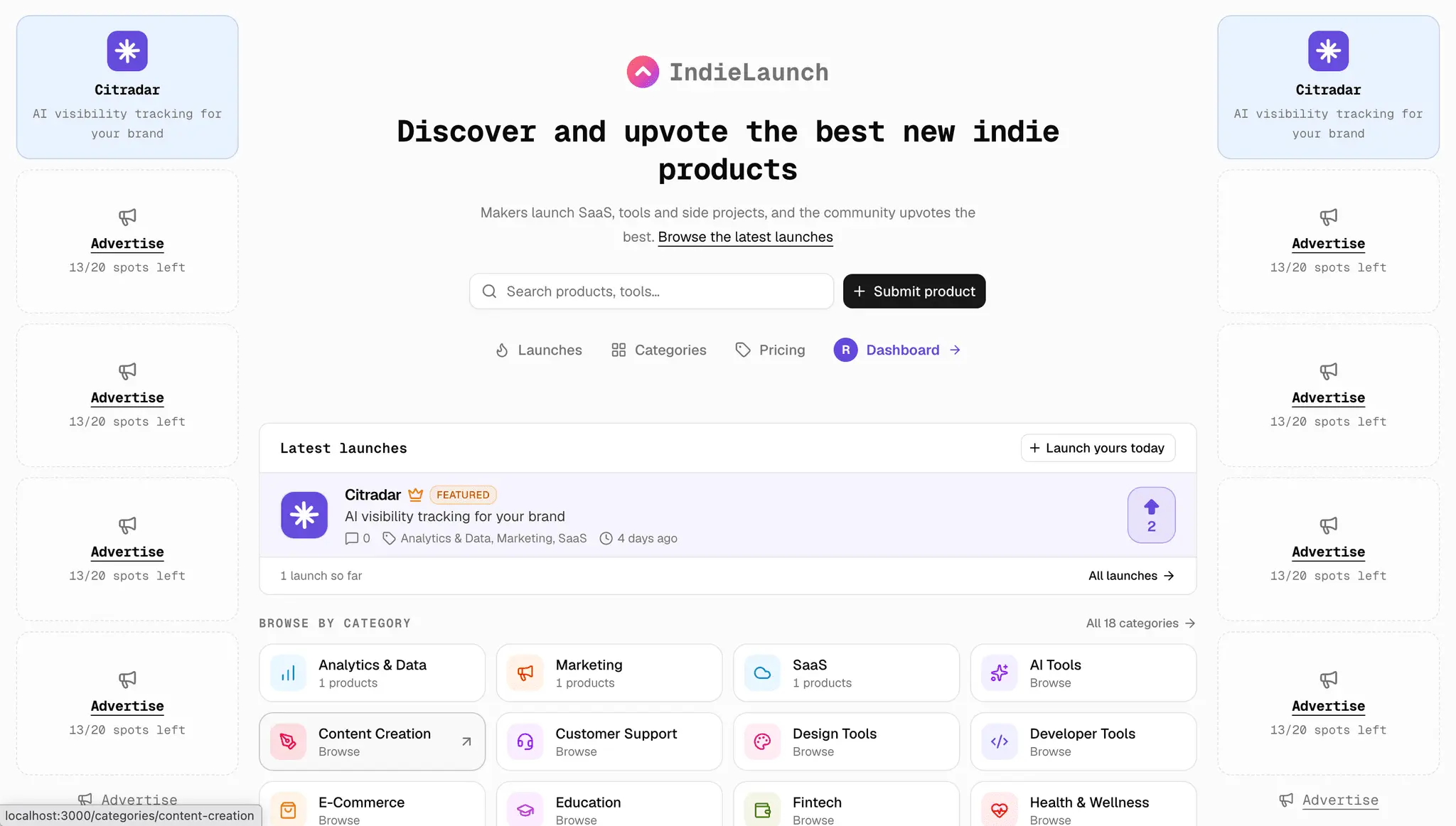 Screenshot 1 of IndieLaunch